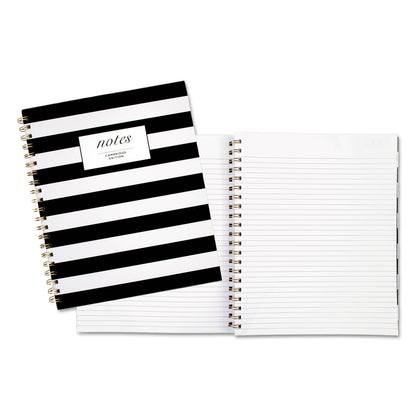 Cambridge Black and White Striped Hardcover Notebook, 1 Subject, Wide/Legal Rule, Black/White Stripes Cover, 11 x 8.88, 80 Sheets