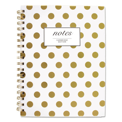 Cambridge Gold Dots Hardcover Notebook, 1 Subject, Wide/Legal Rule, White/Gold Cover, 9.5 x 7, 80 Sheets