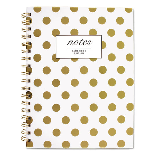 Cambridge Gold Dots Hardcover Notebook, 1 Subject, Wide/Legal Rule, White/Gold Cover, 9.5 x 7, 80 Sheets