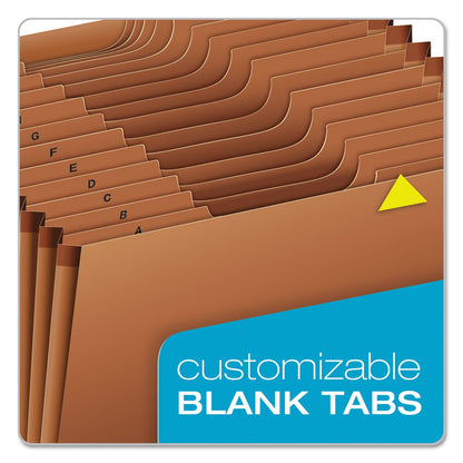 Pendaflex Heavy-Duty Expanding File with Reinforced Flap, 21 Sections, Elastic Cord Closure, 1/3-Cut Tabs, Letter Size, Redrope