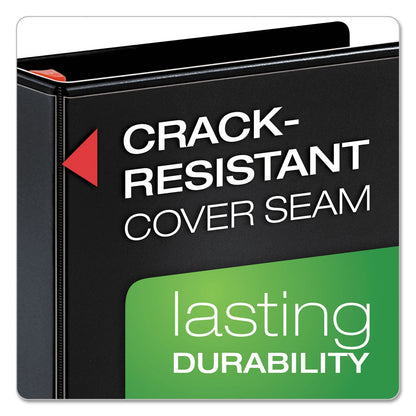 Cardinal XtraLife ClearVue Non-Stick Locking Slant-D Ring Binder, 3 Rings, 5" Capacity, 11 x 8.5, Black