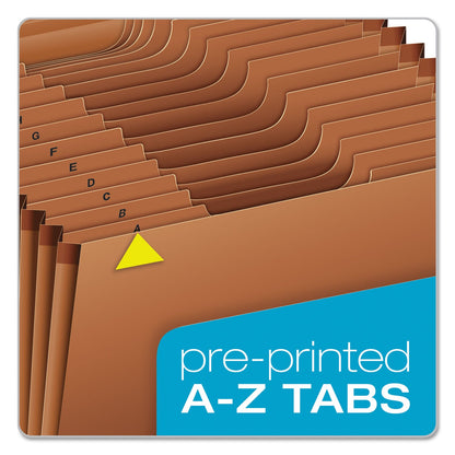 Pendaflex Heavy-Duty Expanding File with Reinforced Flap, 21 Sections, Elastic Cord Closure, 1/3-Cut Tabs, Legal Size, Redrope