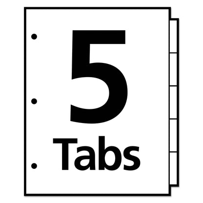 Avery Write and Erase Durable Plastic Dividers with Slash Pocket, 3-Hold Punched, 5-Tab, 11.13 x 9.25, Assorted, 1 Set
