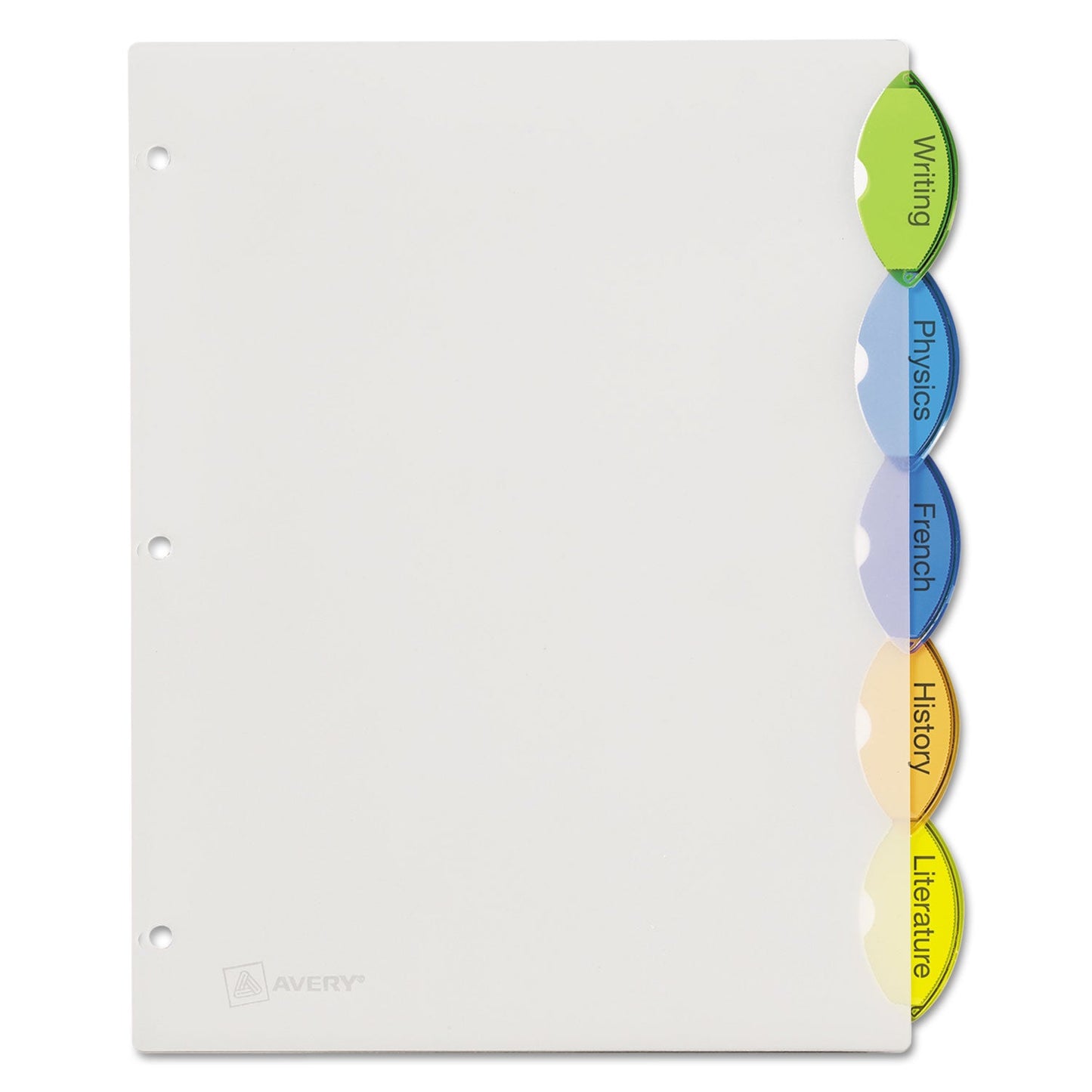 Avery Insertable Style Edge Tab Plastic Dividers, 5-Tab, 11 x 8.5, Translucent, 1 Set