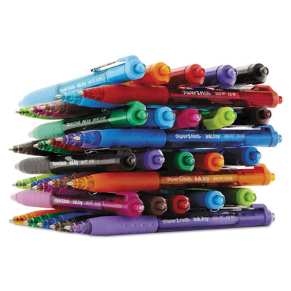 Paper Mate InkJoy 300 RT Ballpoint Pen, Retractable, Medium 1 mm, Blue Ink, Blue Barrel, Dozen