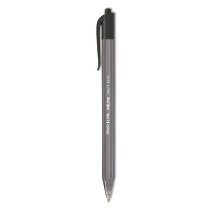 Paper Mate InkJoy 100 RT Ballpoint Pen, Retractable, Medium 1 mm, Black Ink, Black Barrel, Dozen