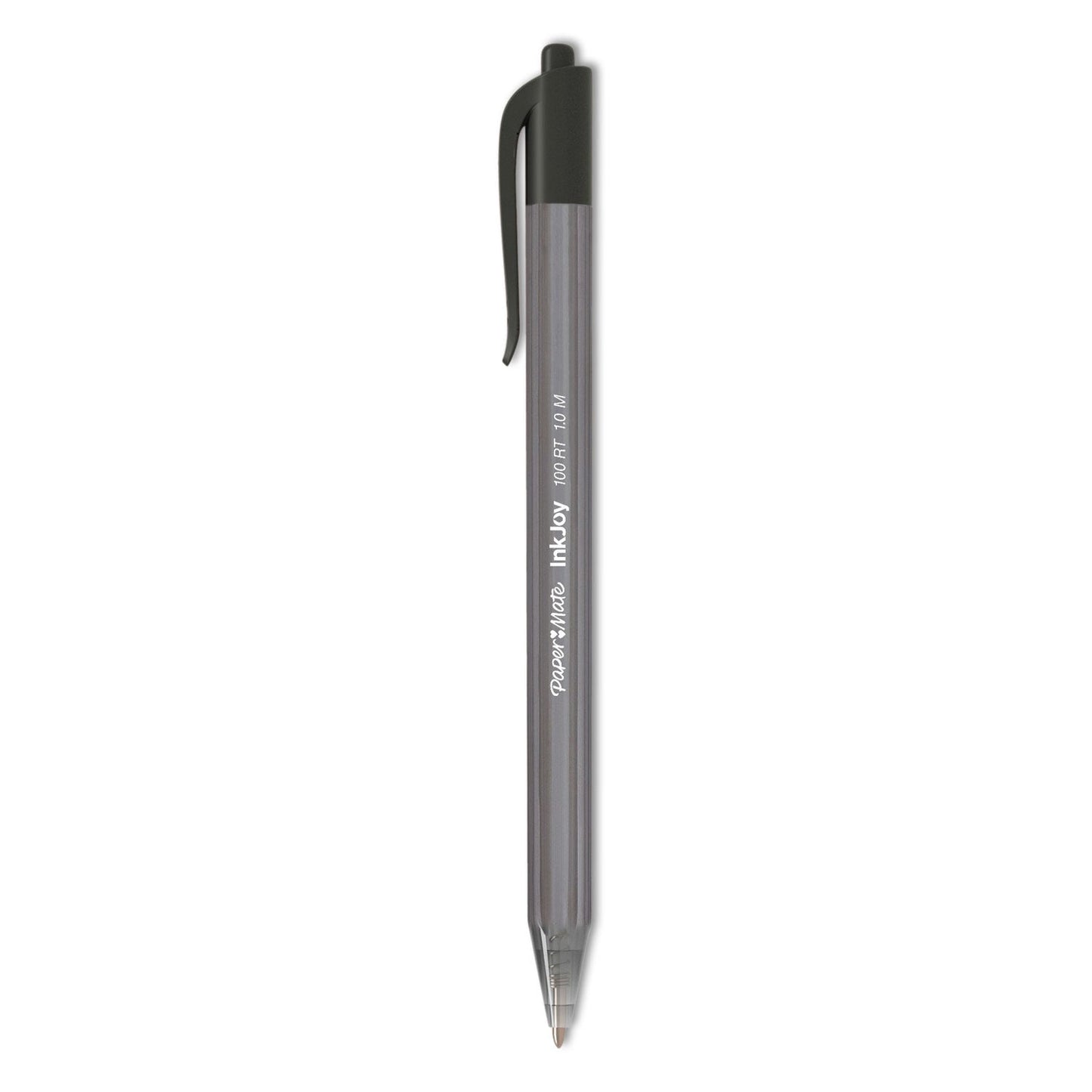 Paper Mate InkJoy 100 RT Ballpoint Pen, Retractable, Medium 1 mm, Black Ink, Black Barrel, 20/Pack