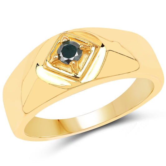 0.12 Carat Genuine Blue Diamond .925 Sterling Silver Ring