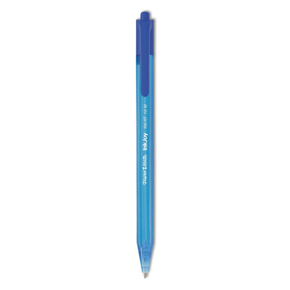 Paper Mate InkJoy 100 RT Ballpoint Pen, Retractable, Medium 1 mm, Blue Ink, Blue Barrel, Dozen