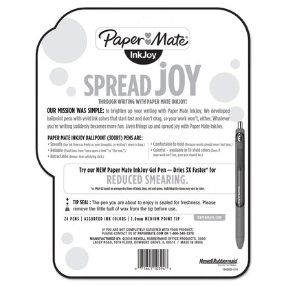 Paper Mate InkJoy 300 RT Ballpoint Pen Retractable, Medium 1 mm, Assorted Ink and Barrel Colors, 24/Pack