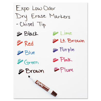 EXPO Low-Odor Dry-Erase Marker, Broad Chisel Tip, Green, Dozen