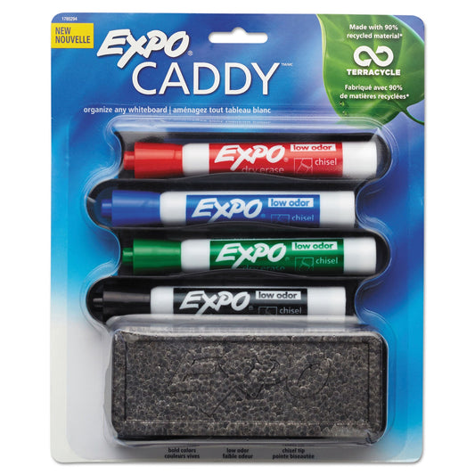 EXPO Whiteboard Caddy Set, Broad Chisel Tip, Assorted Colors, 4/Set