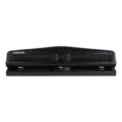 Universal 12-Sheet Deluxe Two- and Three-Hole Adjustable Punch, 9/32" Holes, Black