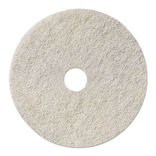 Boardwalk Natural Burnishing Floor Pads, 24" Diameter, White, 5/Carton