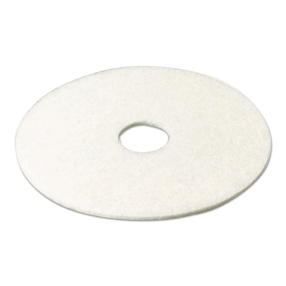 3M Low-Speed Super Polishing Floor Pads 4100, 17" Diameter, White, 5/Carton