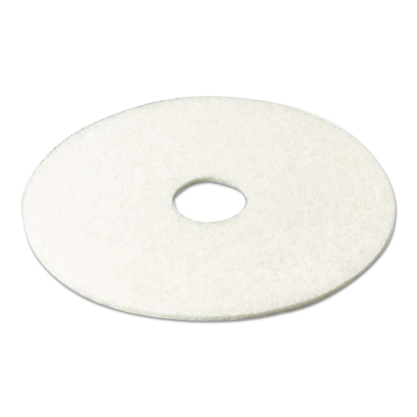 3M Low-Speed Super Polishing Floor Pads 4100, 13" Diameter, White, 5/Carton