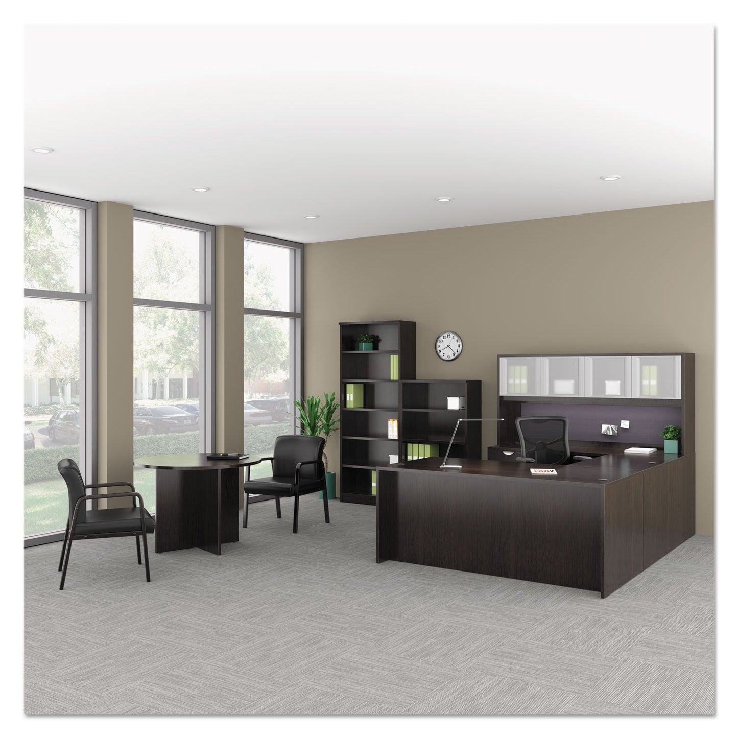 Alera Reception Lounge WL Series Guest Chair, 24.21" x 24.8" x 32.67", Black Seat/Back, Espresso Base