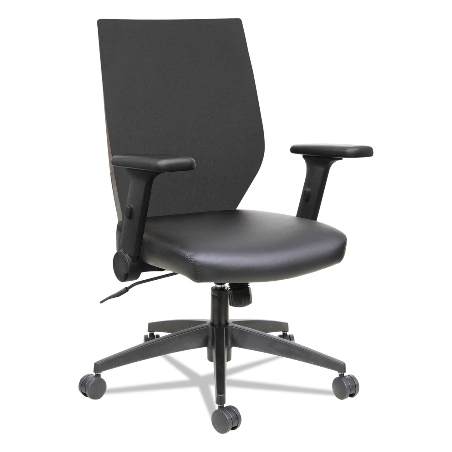 Alera EB-T Series Synchro Mid-Back Flip-Arm Chair, Supports Up to 275 lb, 17.71" to 21.65" Seat Height, Black