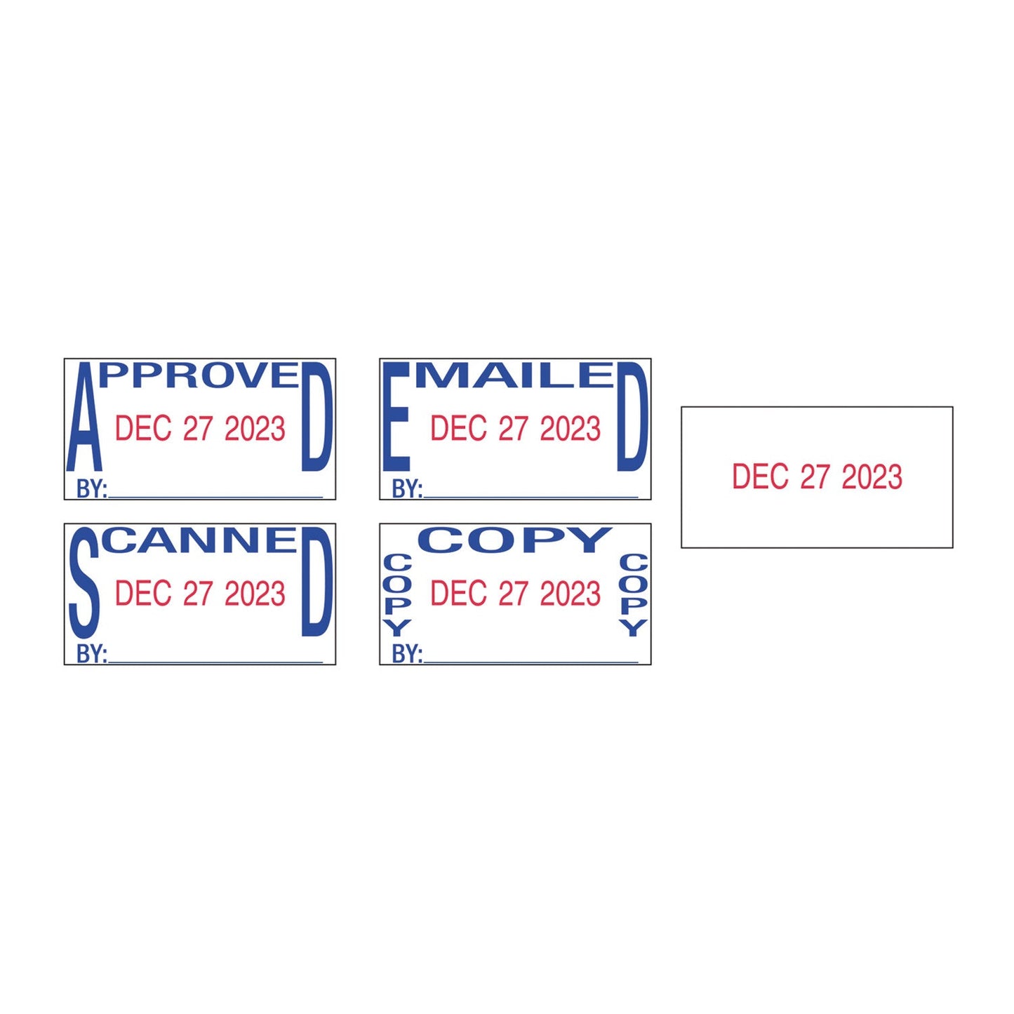 Trodat Printy Economy 5-in-1 Date Stamp, Self-Inking, 1.63" x 1", Blue/Red