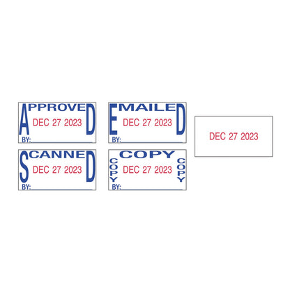 Trodat Printy Economy 5-in-1 Date Stamp, Self-Inking, 1.63" x 1", Blue/Red