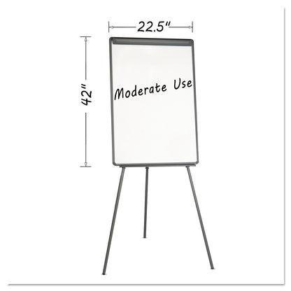 MasterVision Basic Tripod Melamine Presentation Easel, 22.5 x 42, White/Black