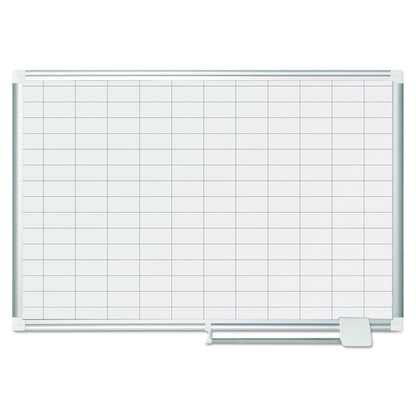 MasterVision Grid Planning Board, 1 x 2 Grid, 36 x 24, White/Silver