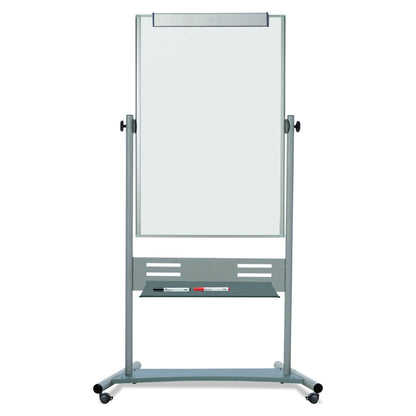 MasterVision Magnetic Reversible Mobile Easel, Vertical Orientation, 35.4" x 47.2", Board, 80" Tall Easel, White/Silver