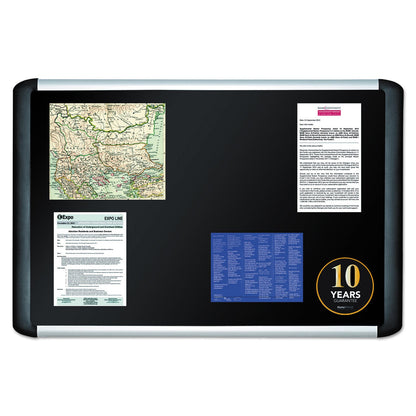 MasterVision Black fabric bulletin board, 36 x 48, Silver/Black