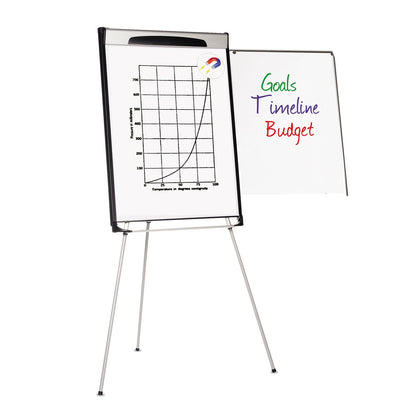 MasterVision Tripod Extension Bar Magnetic Dry-Erase Easel, 39" to 72" High, Black/Silver