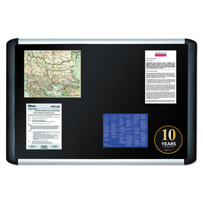 MasterVision Black fabric bulletin board, 24 x 36, Silver/Black