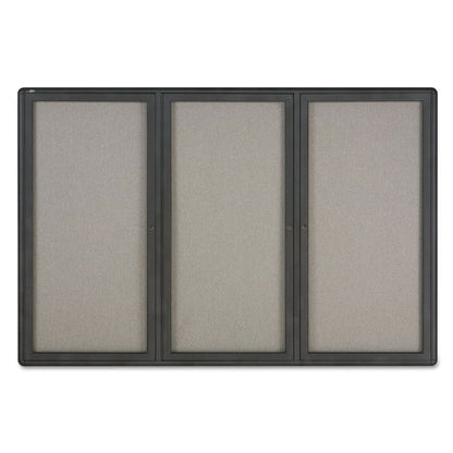 Quartet Enclosed Fabric-Cork Board, 72 x 48, Gray Surface, Graphite Aluminum Frame