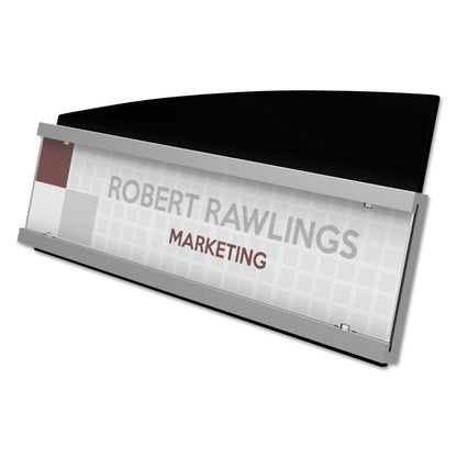 deflecto Interior Image Anti-Glare Sign Holder, Landscape, 8.5 x 2 Insert, Black/Silver