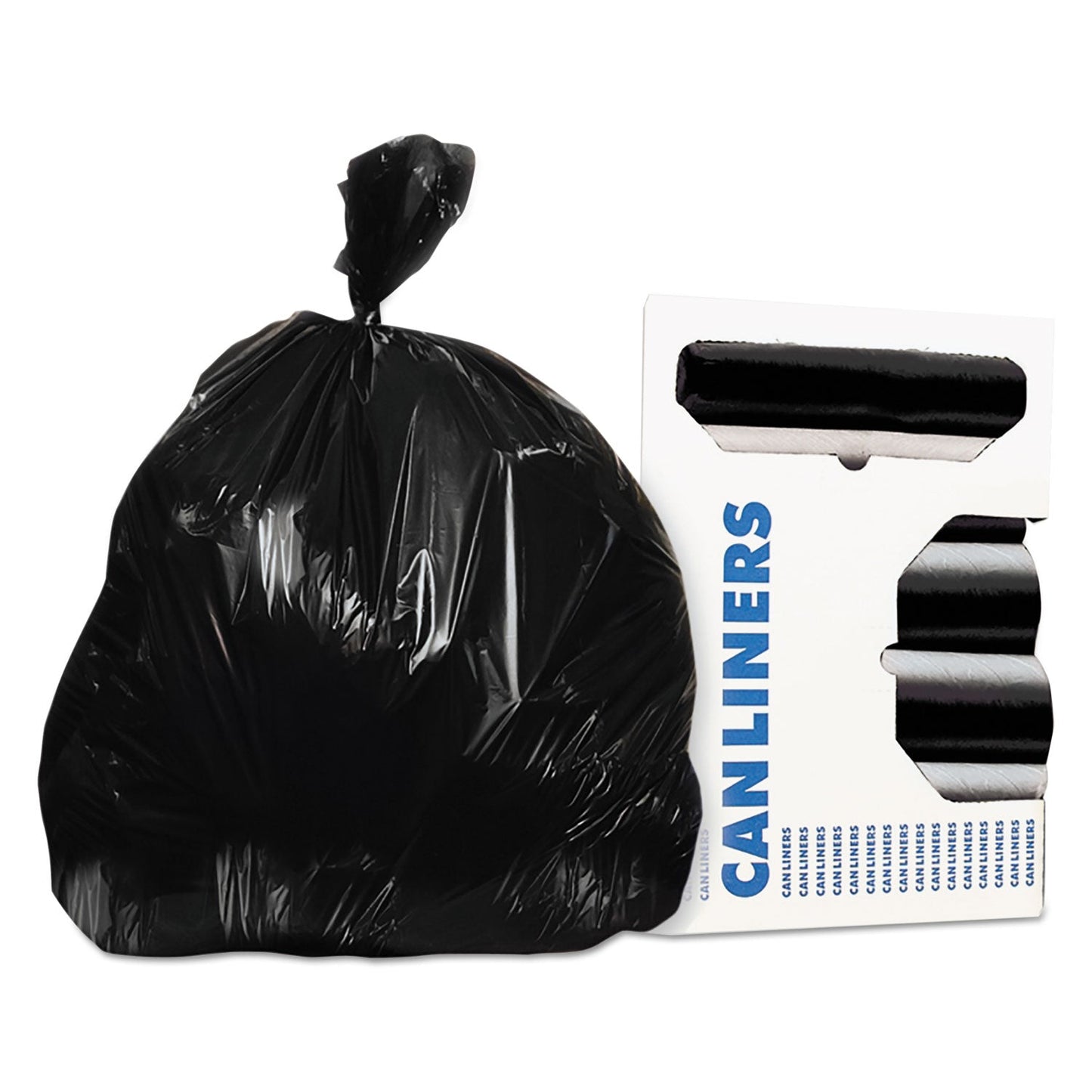 AccuFit Linear Low Density Can Liners with AccuFit Sizing, 55 gal, 1.3 mil, 40" x 53", Black, 100/Carton