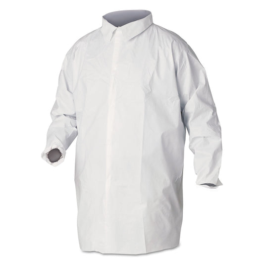 KleenGuard A40 Liquid and Particle Protection Lab Coats, Large, White, 30/Carton