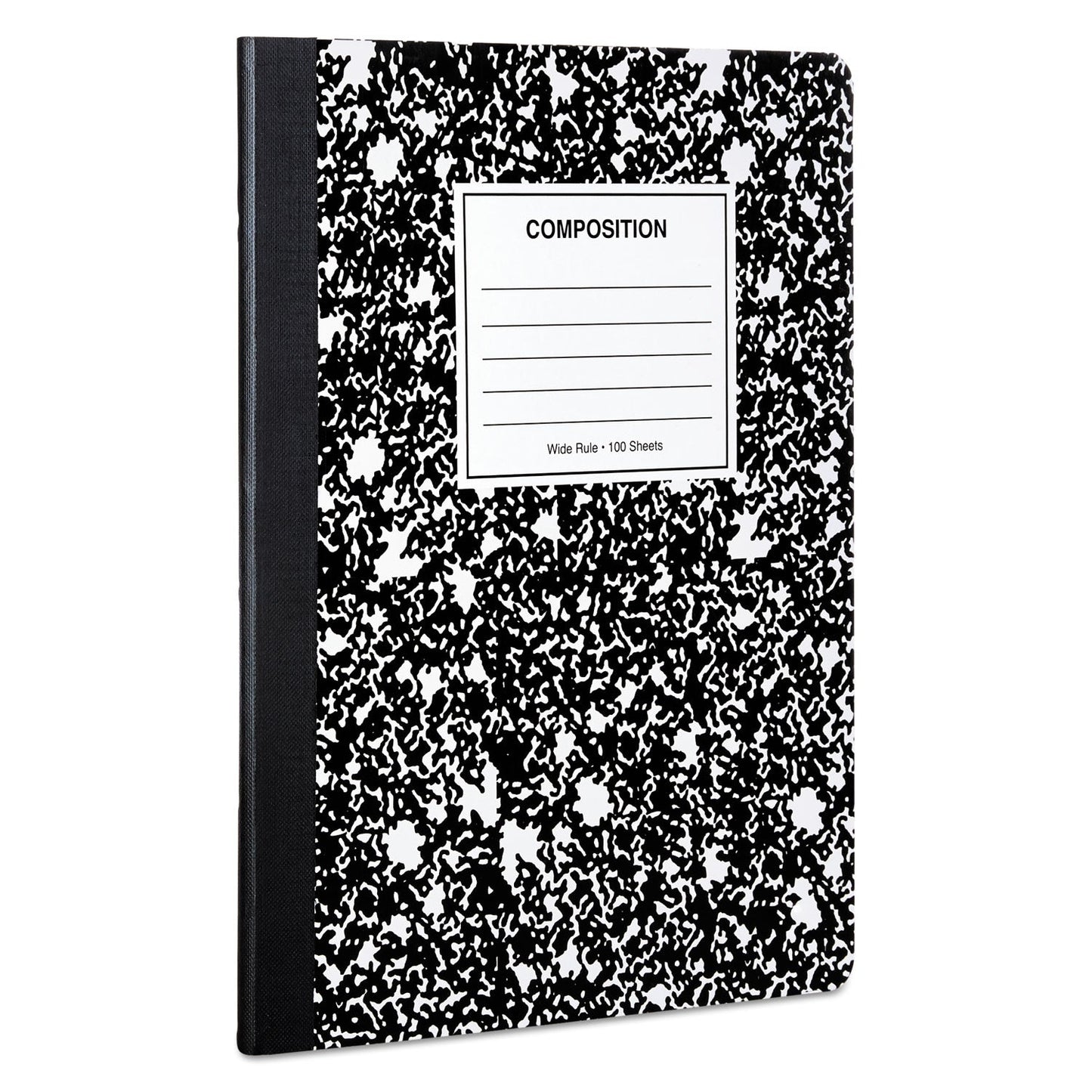 Universal Composition Book, Wide/Legal Rule, Black Marble Cover, 9.75 x 7.5, 100 Sheets