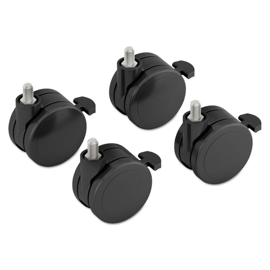 HON Height-Adjustable Base Caster Add-On Kit, Grip Ring Stem, 2" Wheel, Black, 4/Set