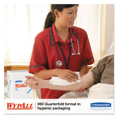WypAll General Clean X60 Cloths, 1/4 Fold, 12.5 x 10, White, 70/Pack, 8 Packs/Carton