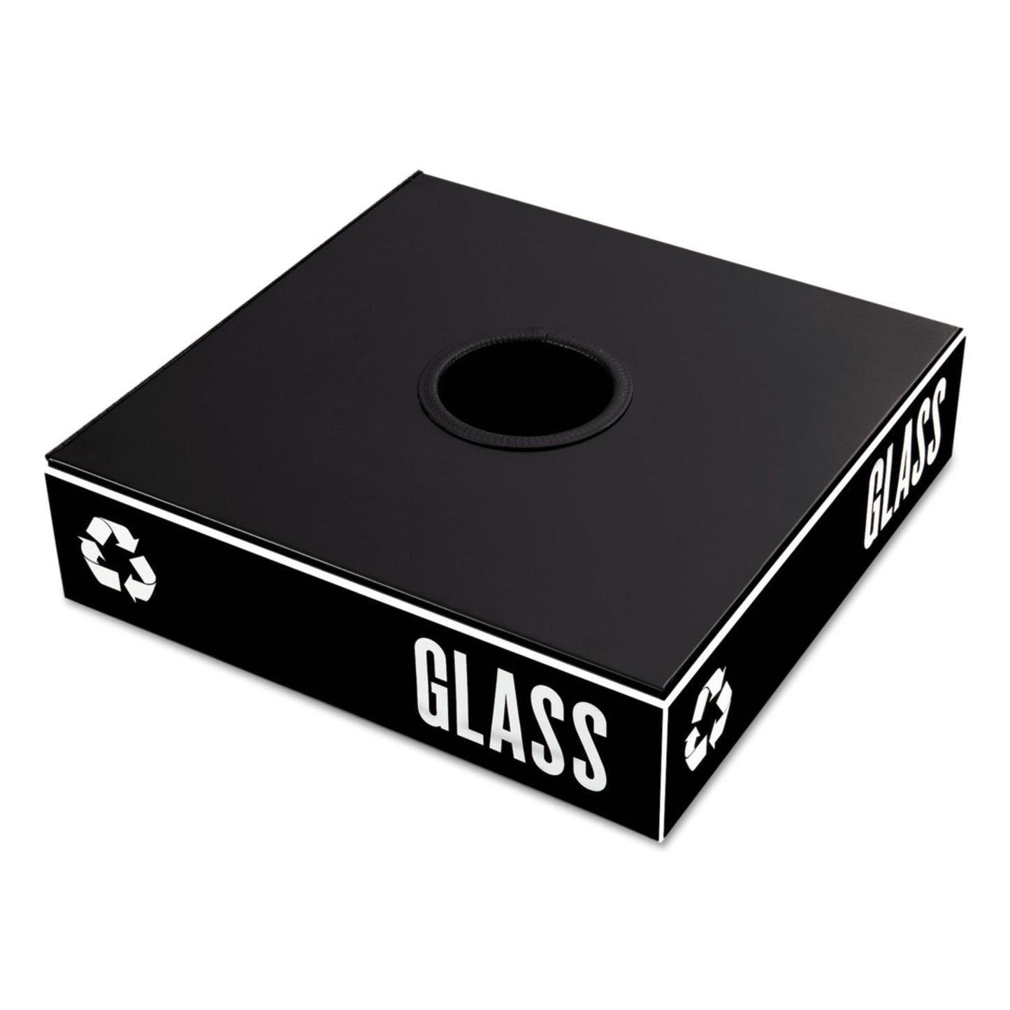 Safco Public Square Recycling Container Lid, Circular Opening, 15.25w x 15.25d x 2h, Black