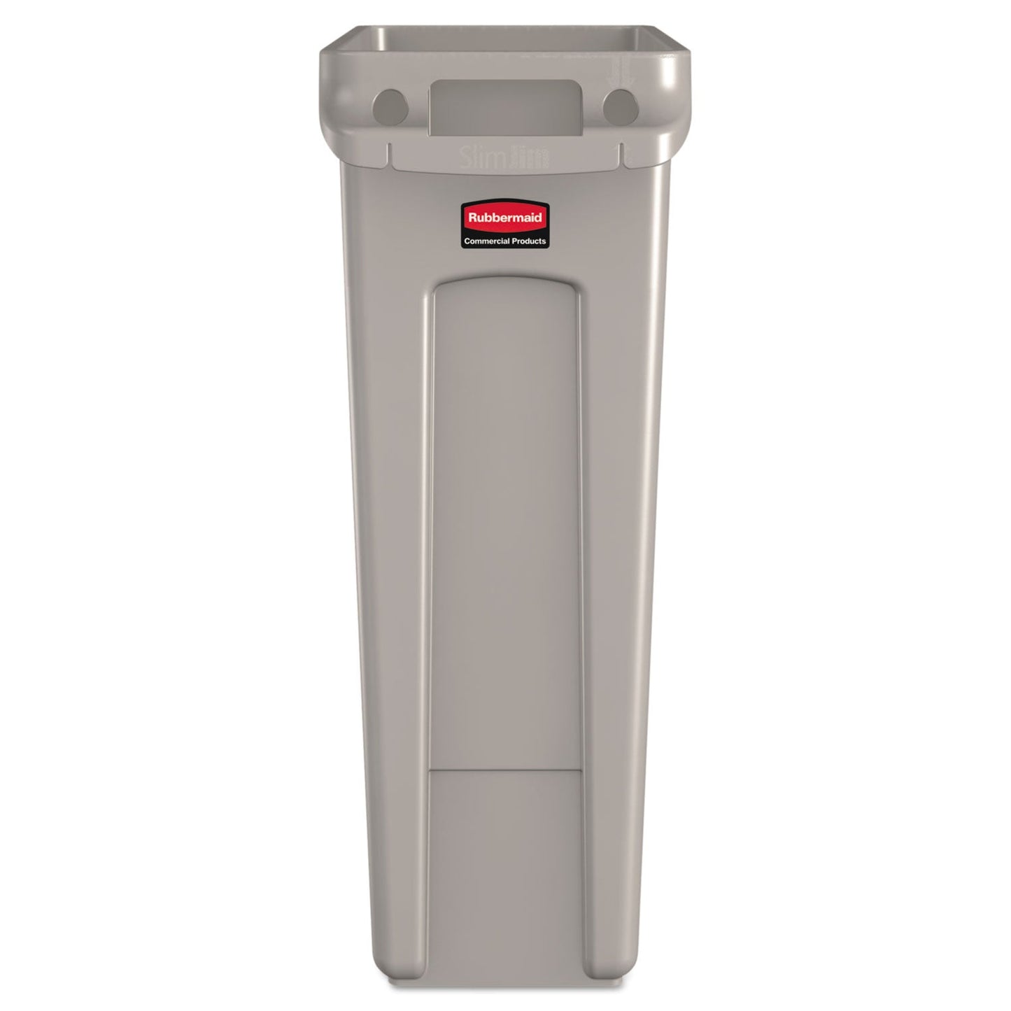 Rubbermaid Slim Jim Receptacle with Venting Channels, Rectangular, Plastic, 23 gal, Beige