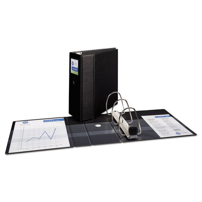 Avery Heavy-Duty Non-View Binder, DuraHinge, Three Locking One Touch EZD Rings, Spine Label, Thumb Notch, 5" Cap, 11 x 8.5, Black