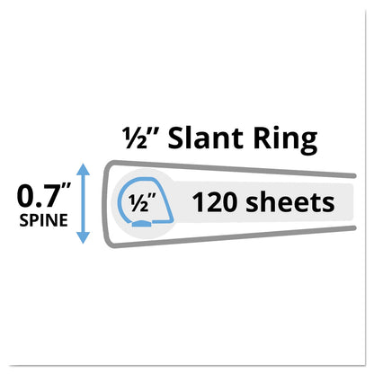 Avery Durable View Binder with DuraHinge and Slant Rings, 3 Rings, 0.5" Capacity, 11 x 8.5, White