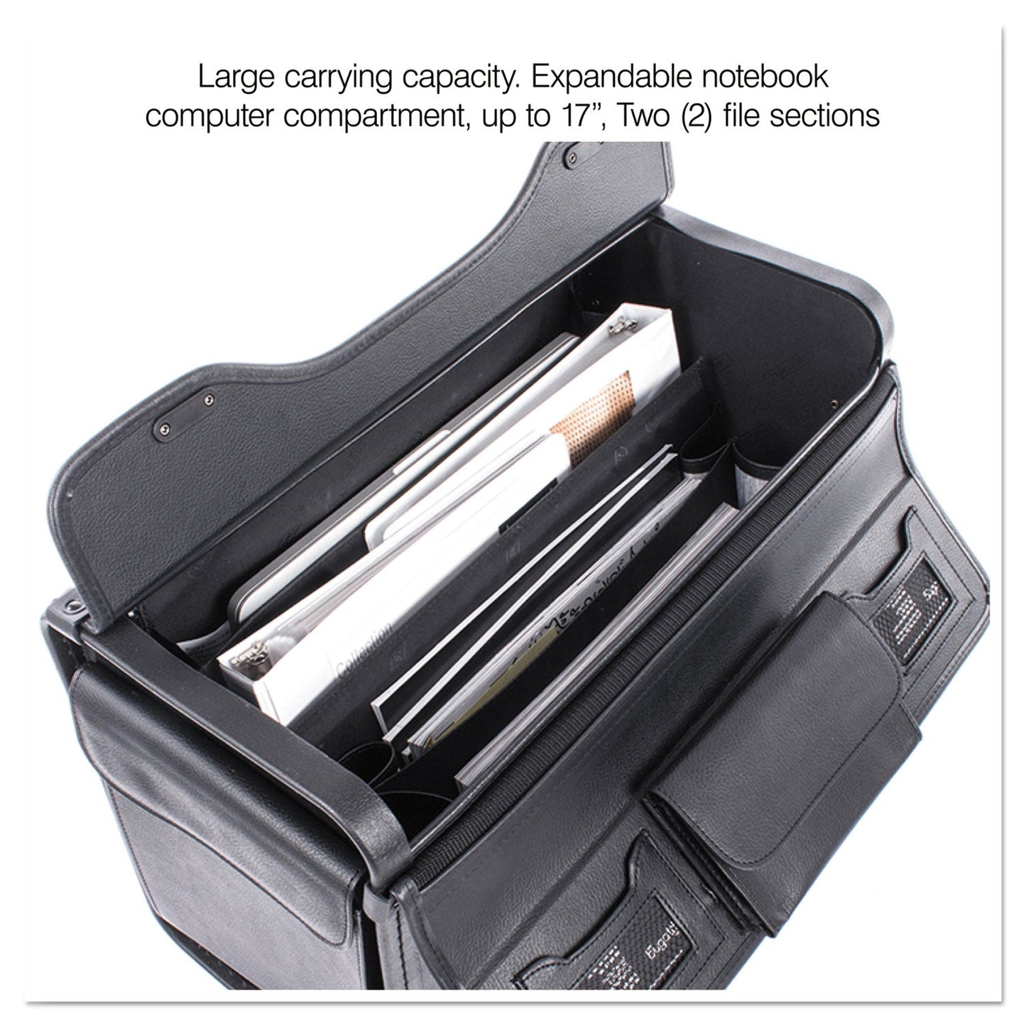 STEBCO Catalog Case on Wheels, Fits Devices Up to 17.3", Koskin, 19 x 9 x 15.5, Black