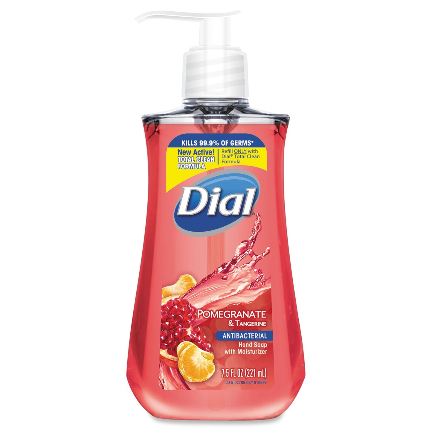 Dial Antibacterial Liquid Soap, Pomegranate and Tangerine, 7.5 oz Pump Bottle, 12/Carton