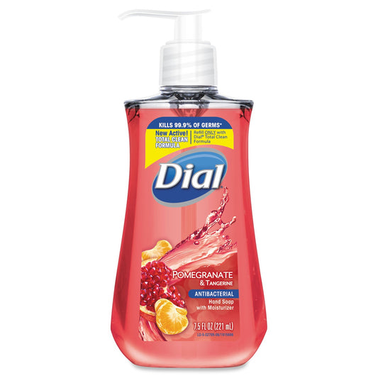 Dial Antibacterial Liquid Soap, Pomegranate and Tangerine, 7.5 oz Pump Bottle, 12/Carton