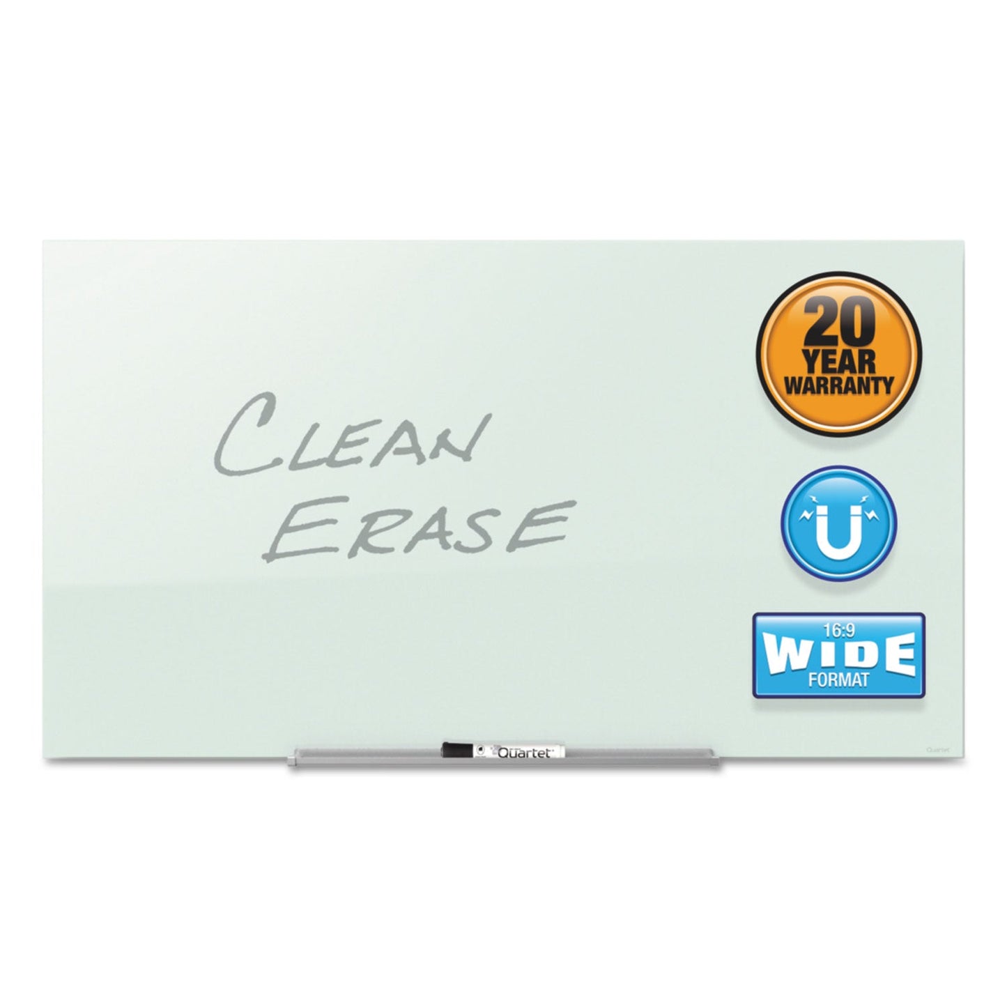 Quartet InvisaMount Magnetic Glass Marker Board, Frameless, 74" x 42", White Surface