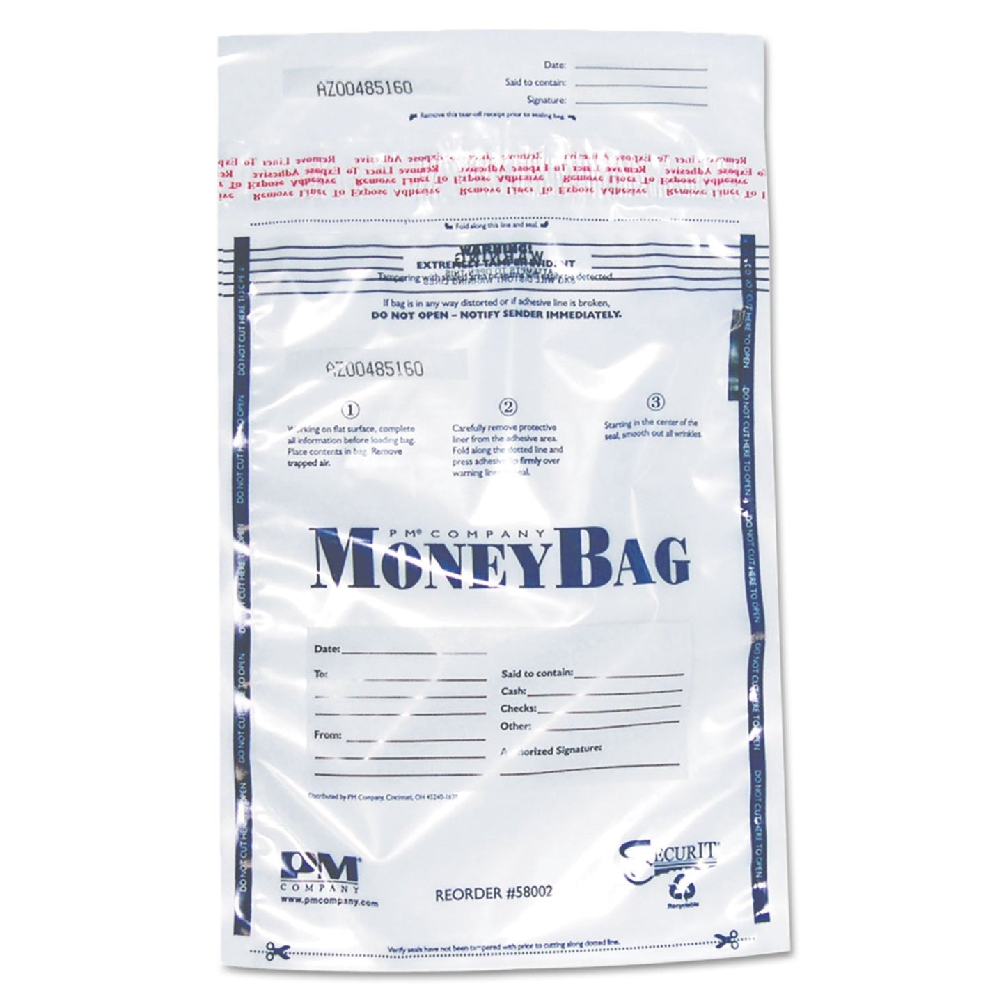 SecurIT Tamper-Evident Deposit Bag, Plastic, 9 x 12, Clear, 100/Pack