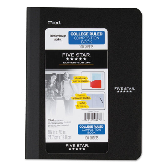 Five Star Poly Composition Book with Pockets, Medium/College Rule, Randomly Assorted Covers, 9.75 x 7.5, 100 Sheets