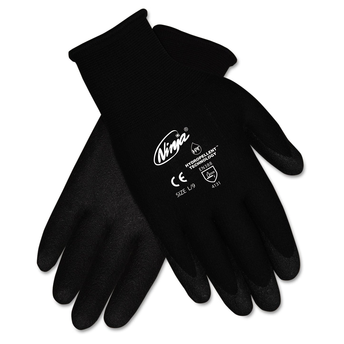 MCR Ninja HPT PVC coated Nylon Gloves, X-Large, Black, Pair