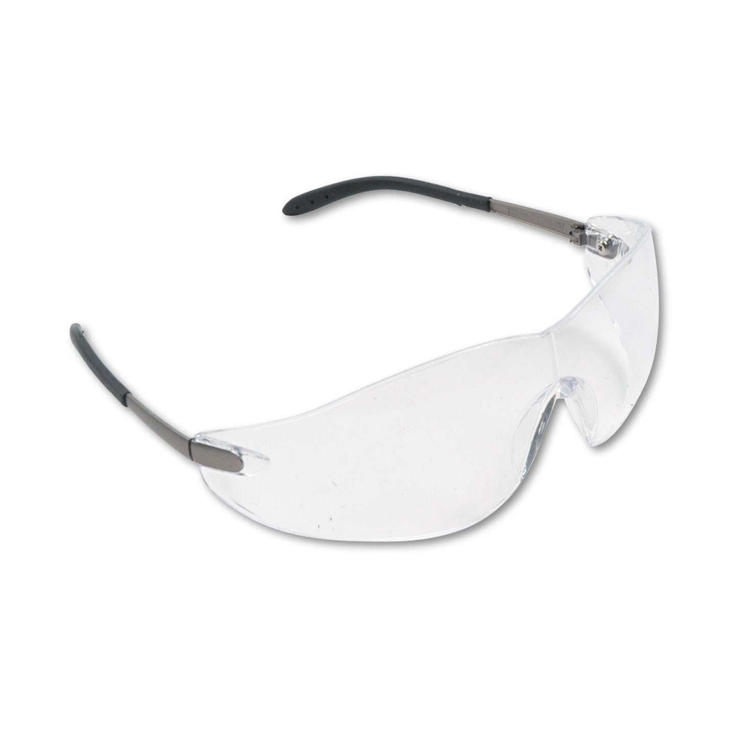 MCR Blackjack Wraparound Safety Glasses, Chrome Plastic Frame, Clear Lens, 12/Box