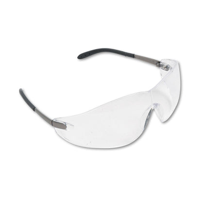 MCR Blackjack Wraparound Safety Glasses, Chrome Plastic Frame, Clear Lens, 12/Box